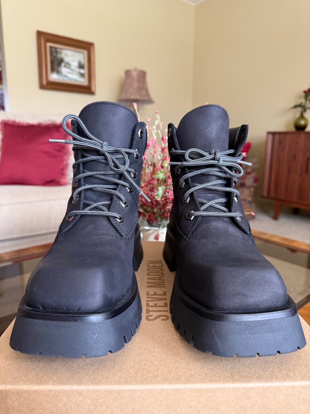 Steve Madden STOMPER Women’s Black Leather Platform Urban Boot Size EUR41 - Picture 9 of 17
